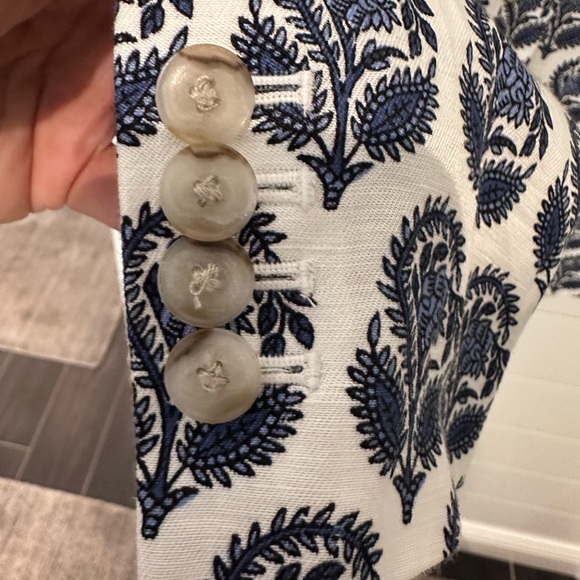 J. Crew Navy and White Leaf Print Blazer - Picture 3 of 6